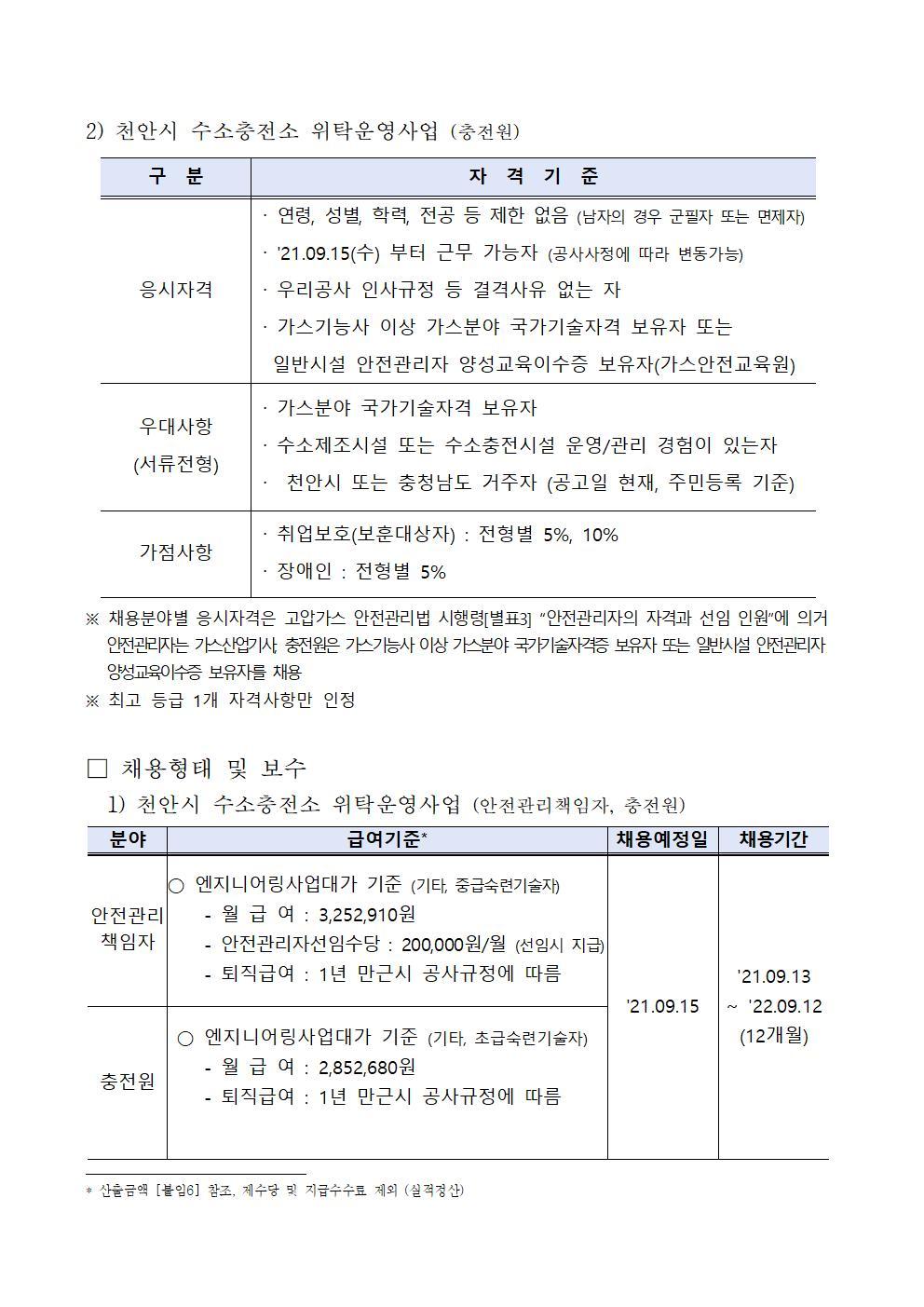 천안시 수소충전소 위탁운영사업 기간제 계약직 채용 공고 그림3